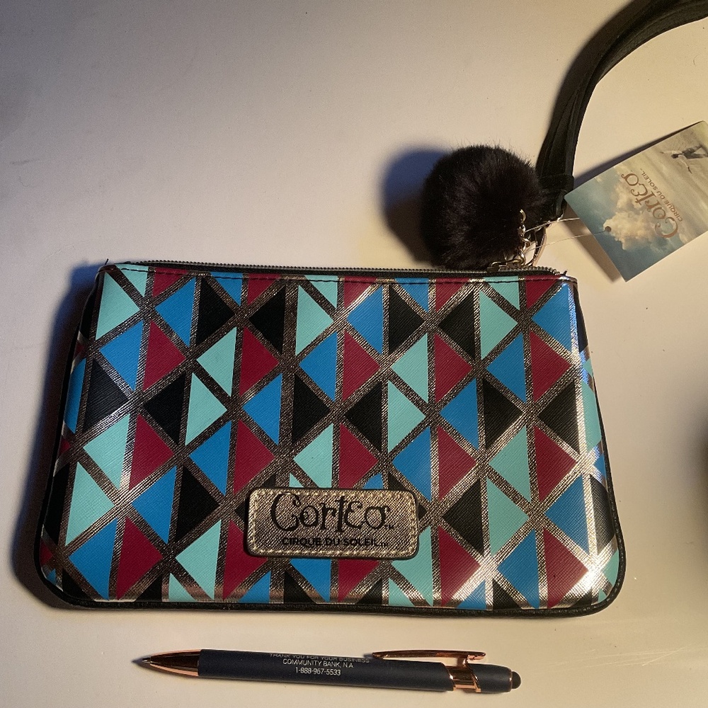 Cirque du Soleil CorkCo Cosmetic Makeup Bag Geometric Print NEW w/ Tags